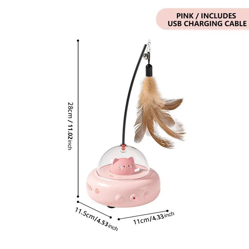 Smart Teaser Toy with Self-Playing Laser and Feather Combo