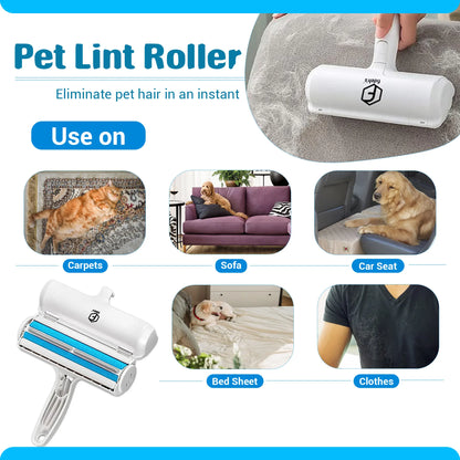 4-in-1 Pet Care Set: Cat and Dog Hair Remover Brush, Double-Sided Grooming Brush, Nail Clippers, and Nylon Collar for Medium Dogs