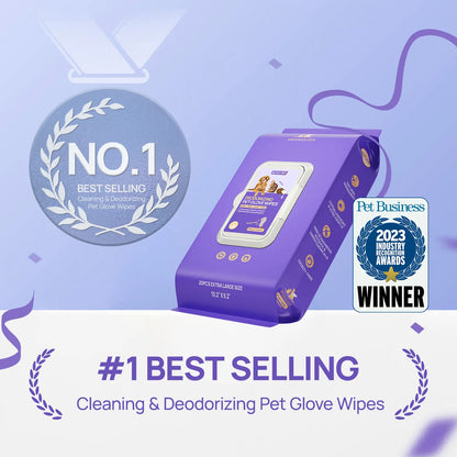 Pet Grooming Wipes - 20Pcs Disposable Dog & Cat Hair Removal Tool, Hypoallergenic No-Rinse, Deodorizing, Natural Oils Formulated, Sticky Hair Control, Outdoor Use Skin Care
