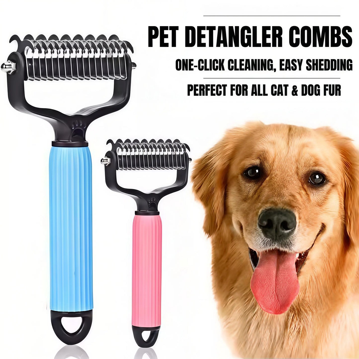 Double-Sided Stainless Steel Grooming Comb for Coat Care and Shed Removal