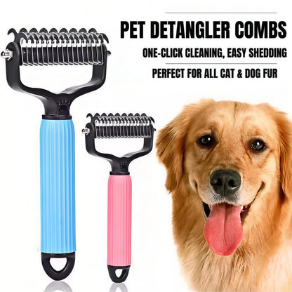 Double-Sided Stainless Steel Grooming Comb for Coat Care and Shed Removal