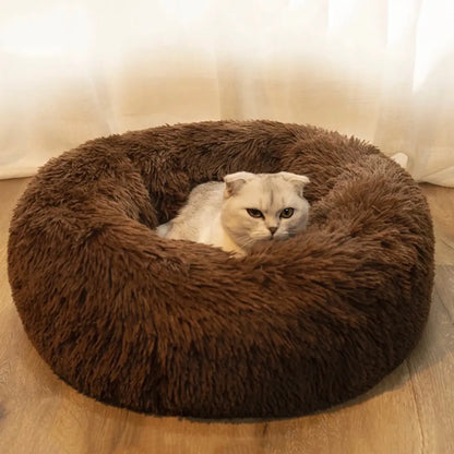 Round Comfy Plush Bed for Dogs and Cats