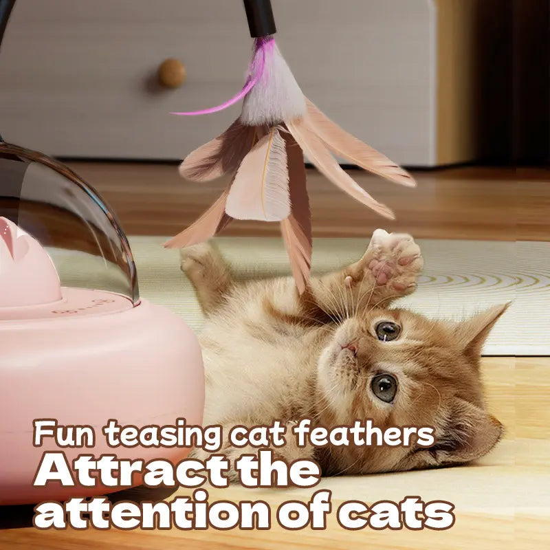 Smart Teaser Toy with Self-Playing Laser and Feather Combo