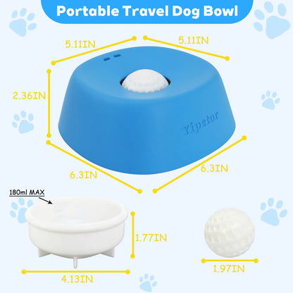 Slow Feeder Dog Bowls with Built-In Rolling Ball to Prevent Spill, Calms Anxiety