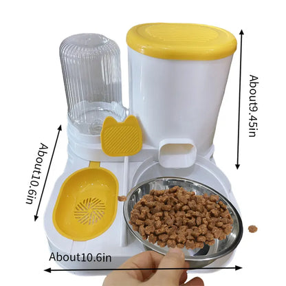 Automatic Pet Bowl Feeder and Water Dispenser, Integrated Bowl for Food Storage