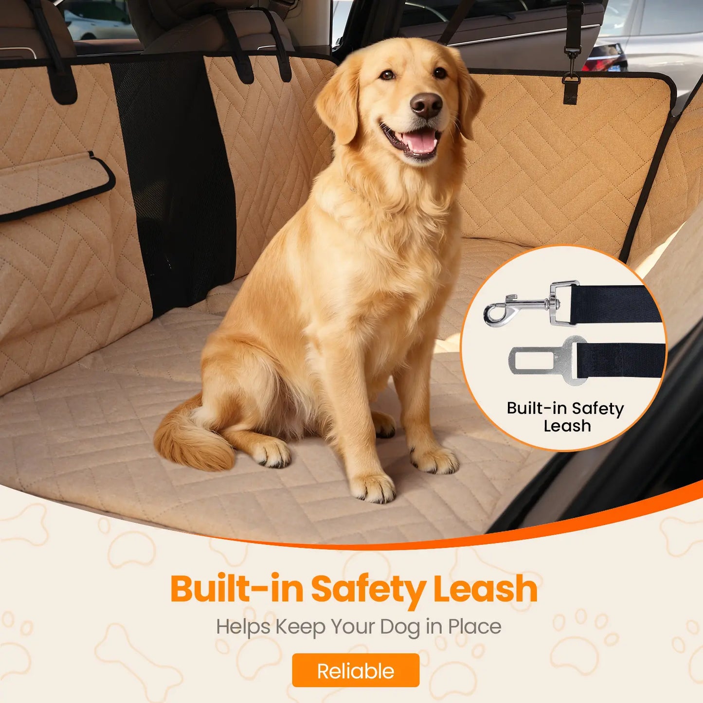 Premium Waterproof Car Seat Cover, Full-Cover Back Seat Protector, Foldable