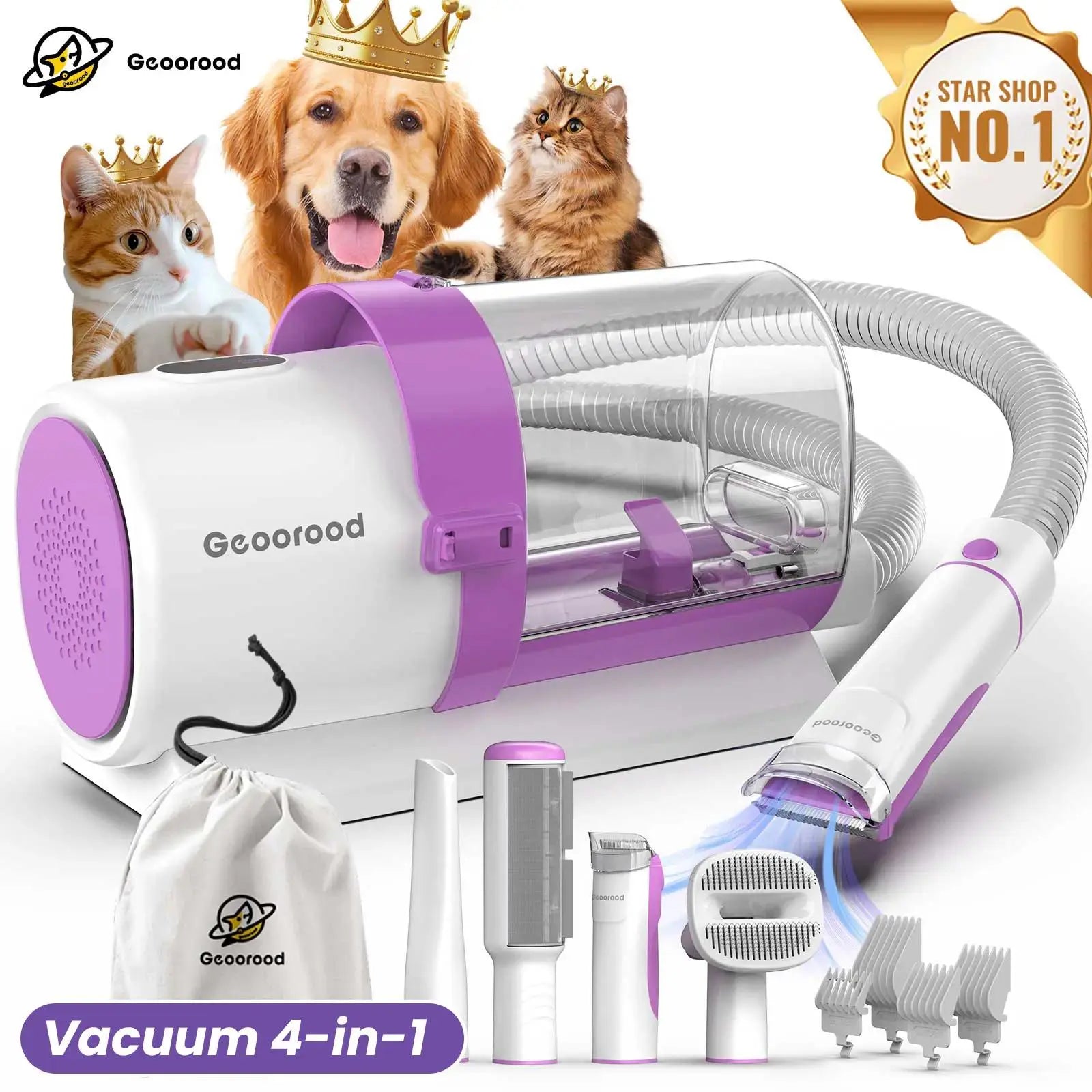 All-In-One Dog Grooming Kit with Vacuum Brush