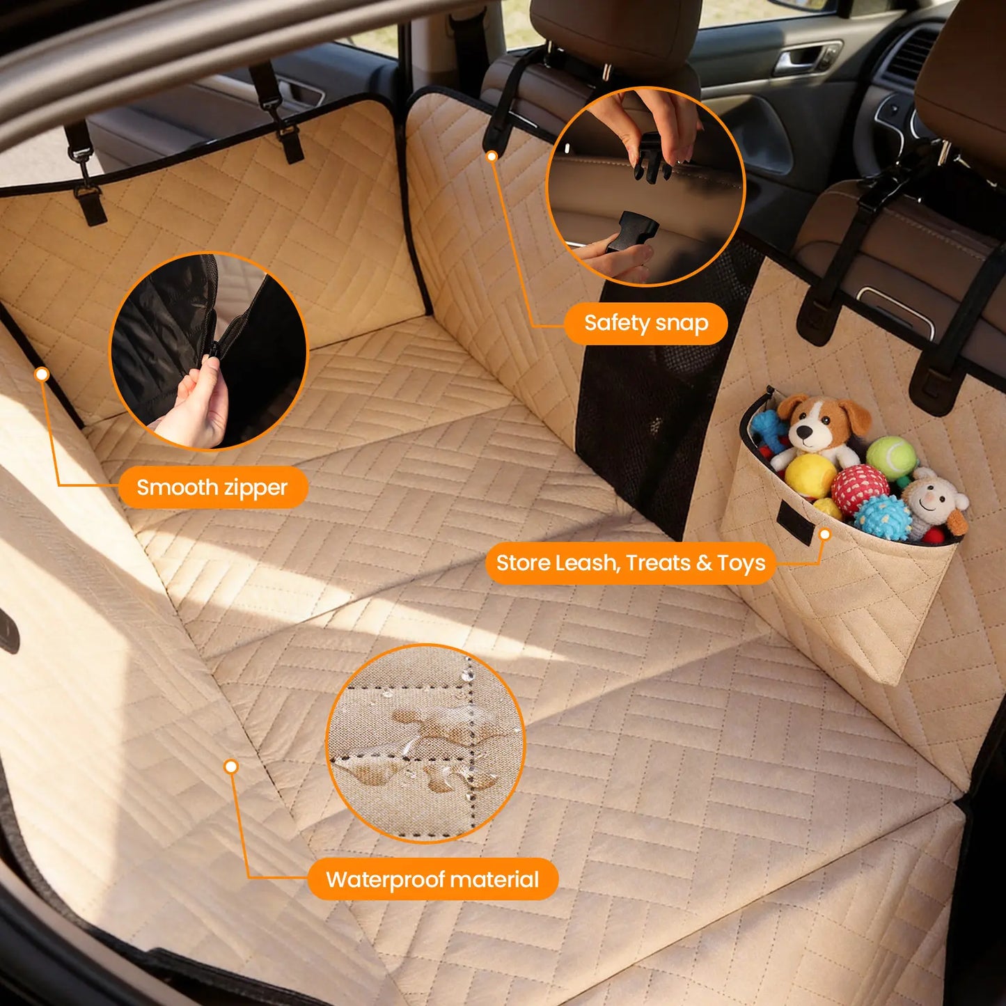 Premium Waterproof Car Seat Cover, Full-Cover Back Seat Protector, Foldable