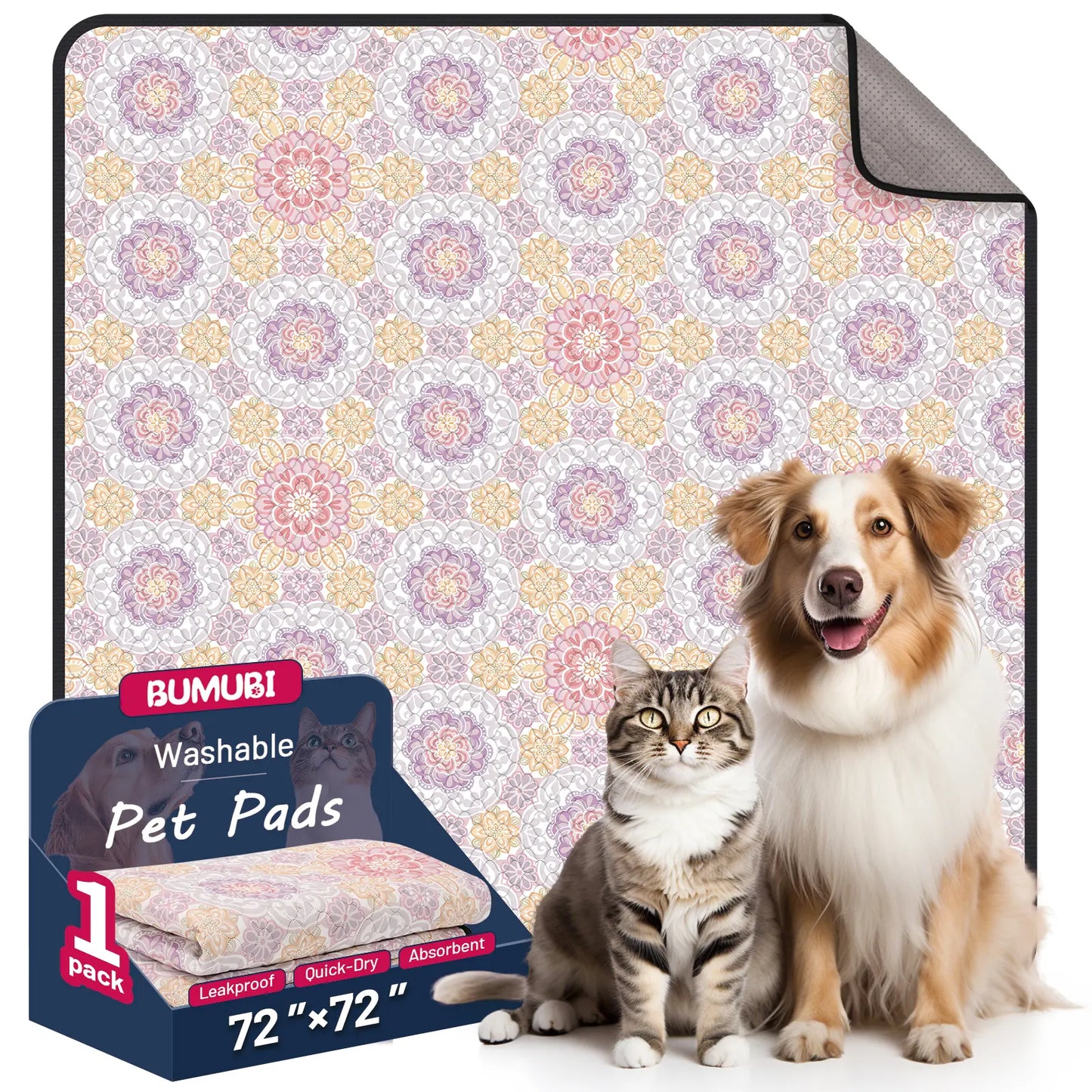 2-Pack Washable Pee Pads: Super Absorbent, Waterproof & Leak-Proof, Non-Slip, Ideal for Training, Crates, Sofas, Cars, & More