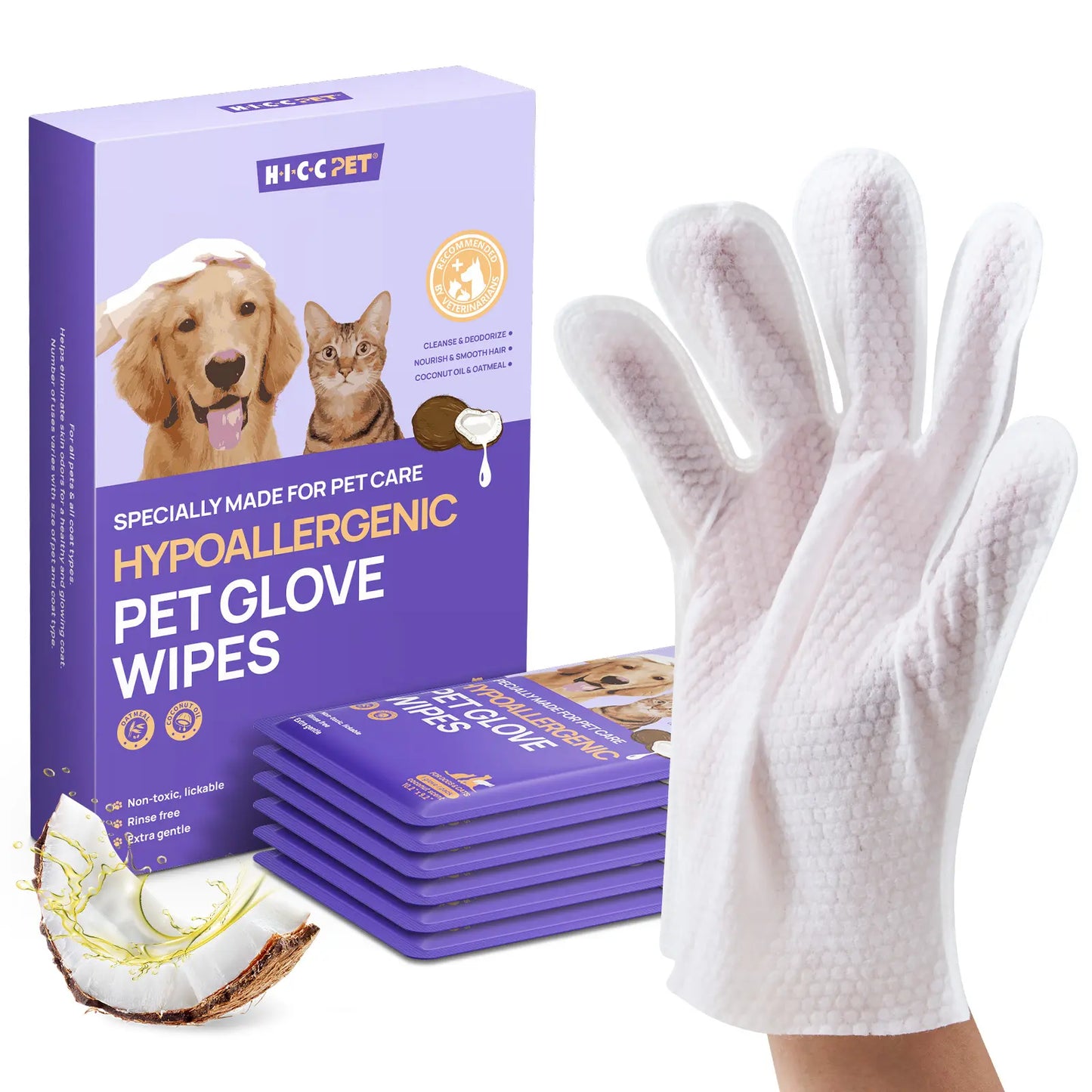 Pet Grooming Wipes - 20Pcs Disposable Dog & Cat Hair Removal Tool, Hypoallergenic No-Rinse, Deodorizing, Natural Oils Formulated, Sticky Hair Control, Outdoor Use Skin Care