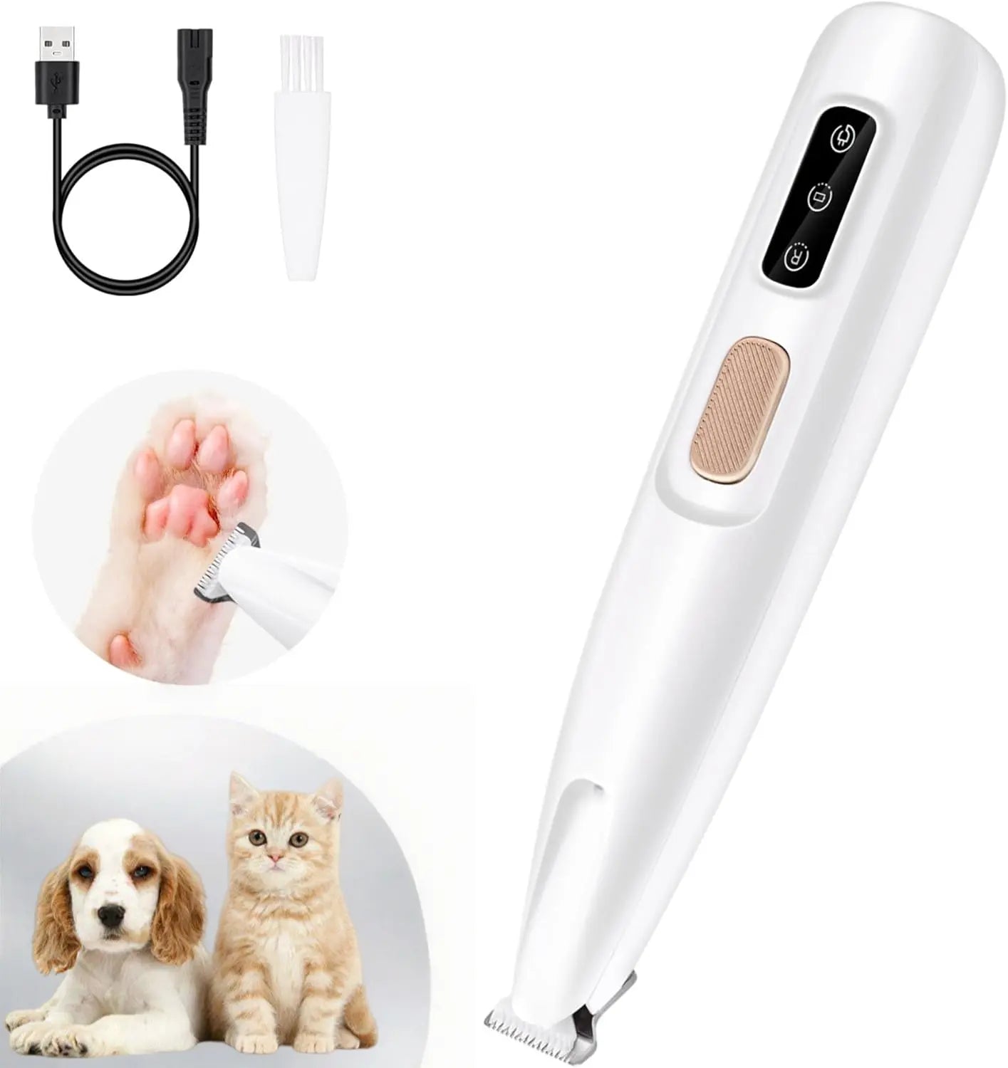 Multifunctional Pet Hair Trimmer, Waterproof, Rechargeable Shaver with LED Light for Paws, Eyes, Ears, Face Buttocks for Dogs and Cats