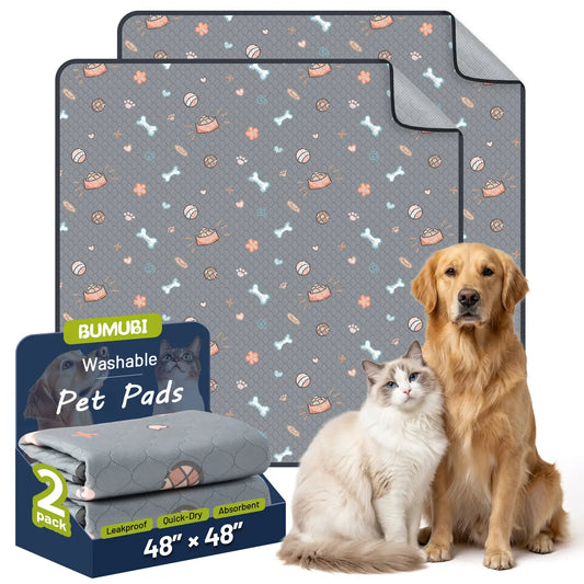2-Pack Washable Pee Pads: Super Absorbent, Waterproof & Leak-Proof, Non-Slip, Ideal for Training, Crates, Sofas, Cars, & More