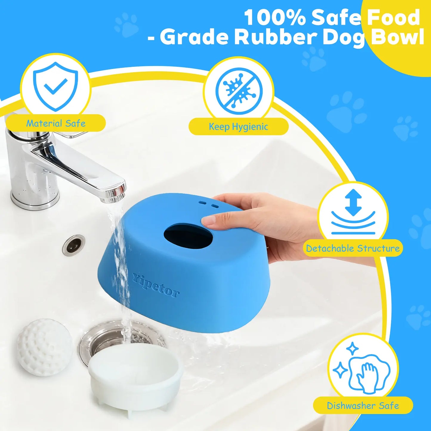 Slow Feeder Dog Bowls with Built-In Rolling Ball to Prevent Spill, Calms Anxiety