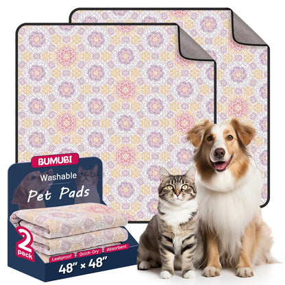 2-Pack Washable Pee Pads: Super Absorbent, Waterproof & Leak-Proof, Non-Slip, Ideal for Training, Crates, Sofas, Cars, & More