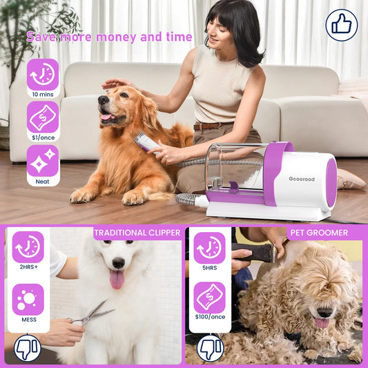All-In-One Dog Grooming Kit with Vacuum Brush
