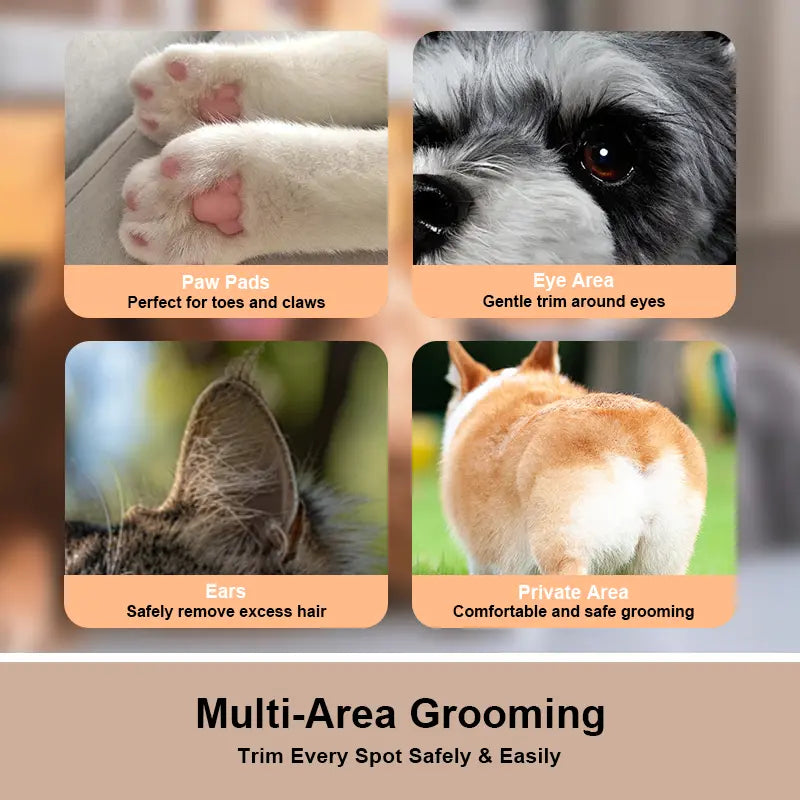 Multifunctional Pet Hair Trimmer, Waterproof, Rechargeable Shaver with LED Light for Paws, Eyes, Ears, Face Buttocks for Dogs and Cats