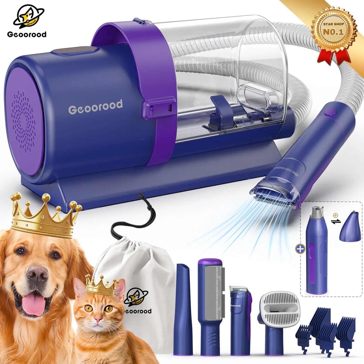All-In-One Dog Grooming Kit with Vacuum Brush