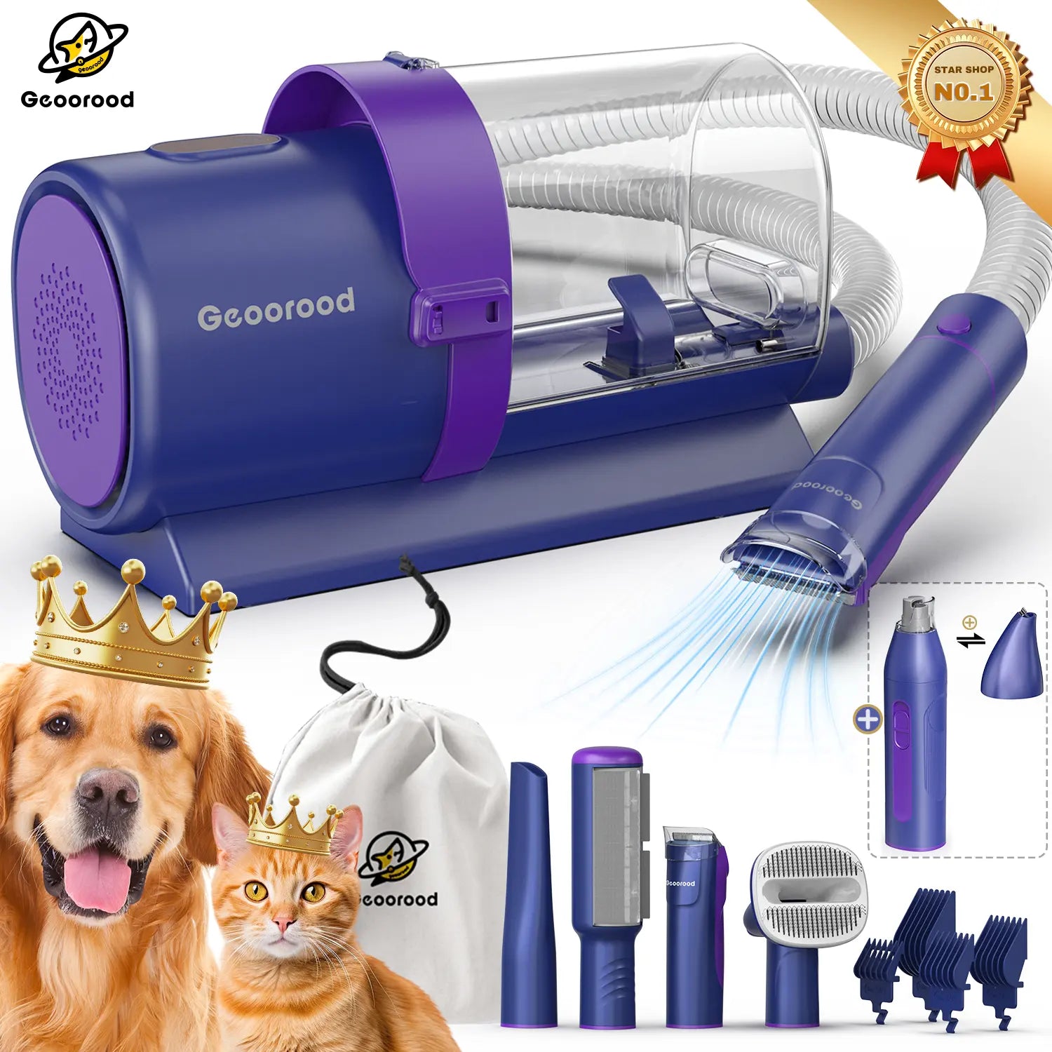 All-In-One Dog Grooming Kit with Vacuum Brush