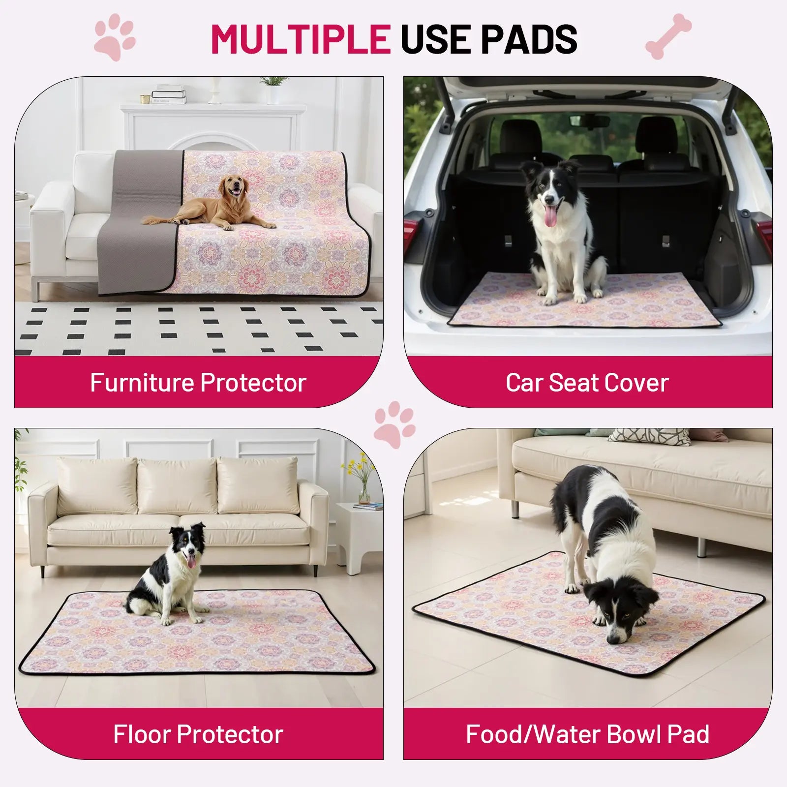 2-Pack Washable Pee Pads: Super Absorbent, Waterproof & Leak-Proof, Non-Slip, Ideal for Training, Crates, Sofas, Cars, & More