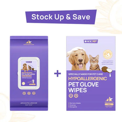 Pet Grooming Wipes - 20Pcs Disposable Dog & Cat Hair Removal Tool, Hypoallergenic No-Rinse, Deodorizing, Natural Oils Formulated, Sticky Hair Control, Outdoor Use Skin Care
