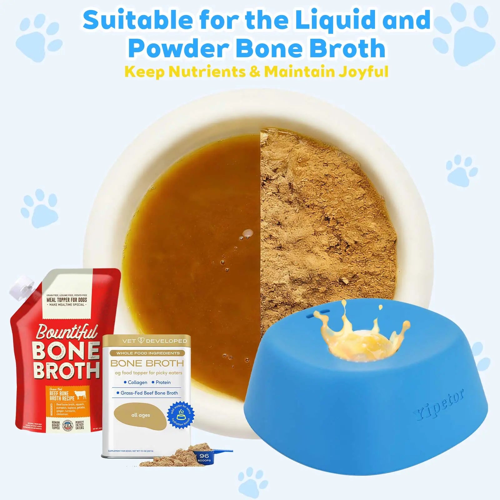 Slow Feeder Dog Bowls with Built-In Rolling Ball to Prevent Spill, Calms Anxiety