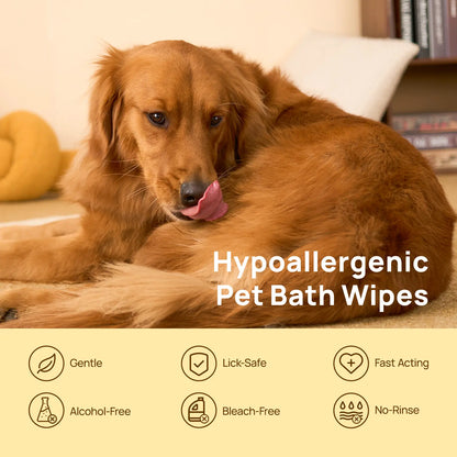 Pet Grooming Wipes - 20Pcs Disposable Dog & Cat Hair Removal Tool, Hypoallergenic No-Rinse, Deodorizing, Natural Oils Formulated, Sticky Hair Control, Outdoor Use Skin Care