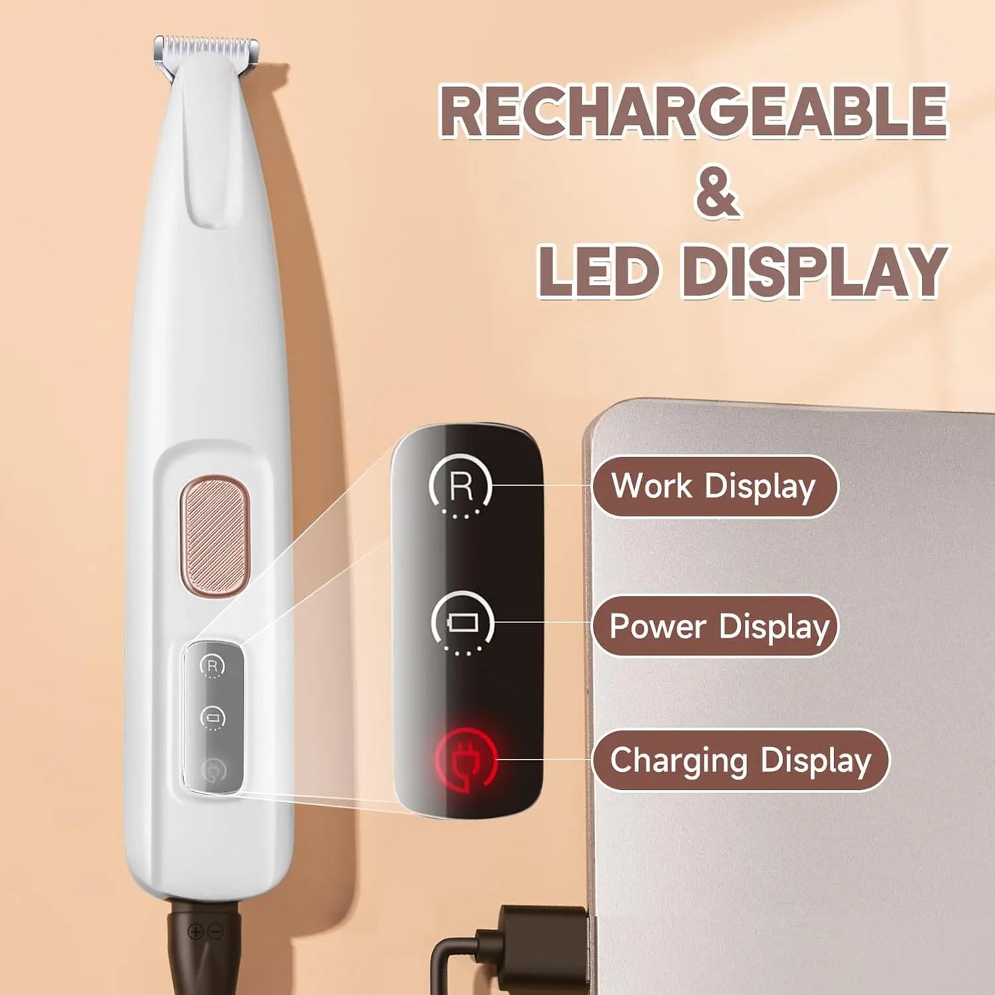 Multifunctional Pet Hair Trimmer, Waterproof, Rechargeable Shaver with LED Light for Paws, Eyes, Ears, Face Buttocks for Dogs and Cats