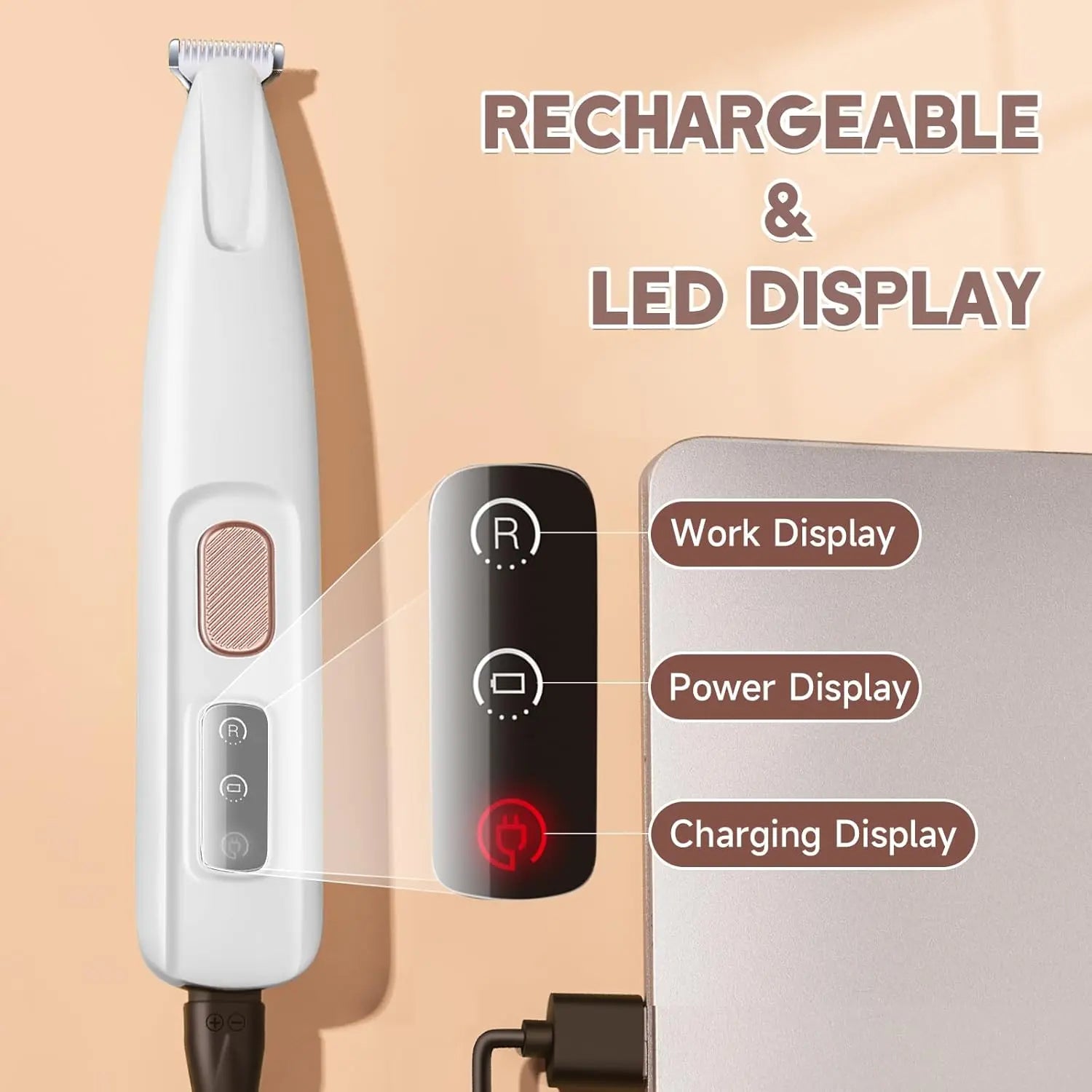 Multifunctional Pet Hair Trimmer, Waterproof, Rechargeable Shaver with LED Light for Paws, Eyes, Ears, Face Buttocks for Dogs and Cats