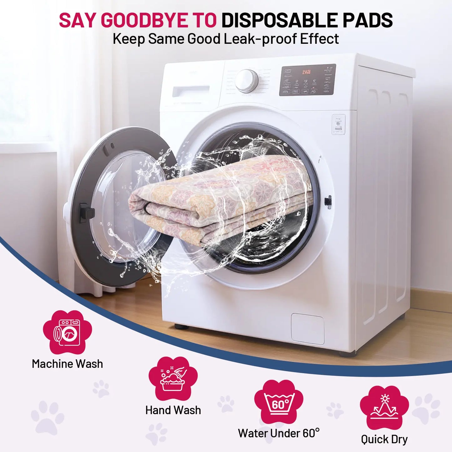 2-Pack Washable Pee Pads: Super Absorbent, Waterproof & Leak-Proof, Non-Slip, Ideal for Training, Crates, Sofas, Cars, & More