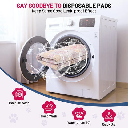 2-Pack Washable Pee Pads: Super Absorbent, Waterproof & Leak-Proof, Non-Slip, Ideal for Training, Crates, Sofas, Cars, & More