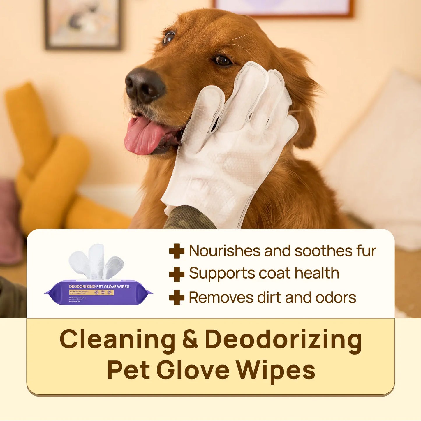 Pet Grooming Wipes - 20Pcs Disposable Dog & Cat Hair Removal Tool, Hypoallergenic No-Rinse, Deodorizing, Natural Oils Formulated, Sticky Hair Control, Outdoor Use Skin Care