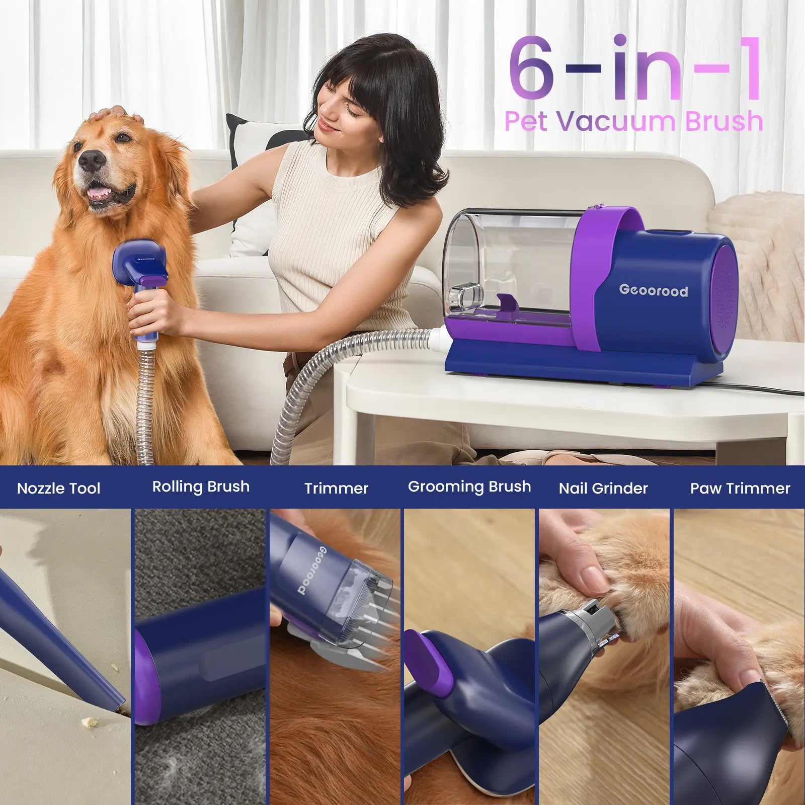 All-In-One Dog Grooming Kit with Vacuum Brush
