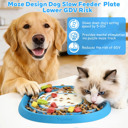 Slow Feeder Dog Bowls with Built-In Rolling Ball to Prevent Spill, Calms Anxiety