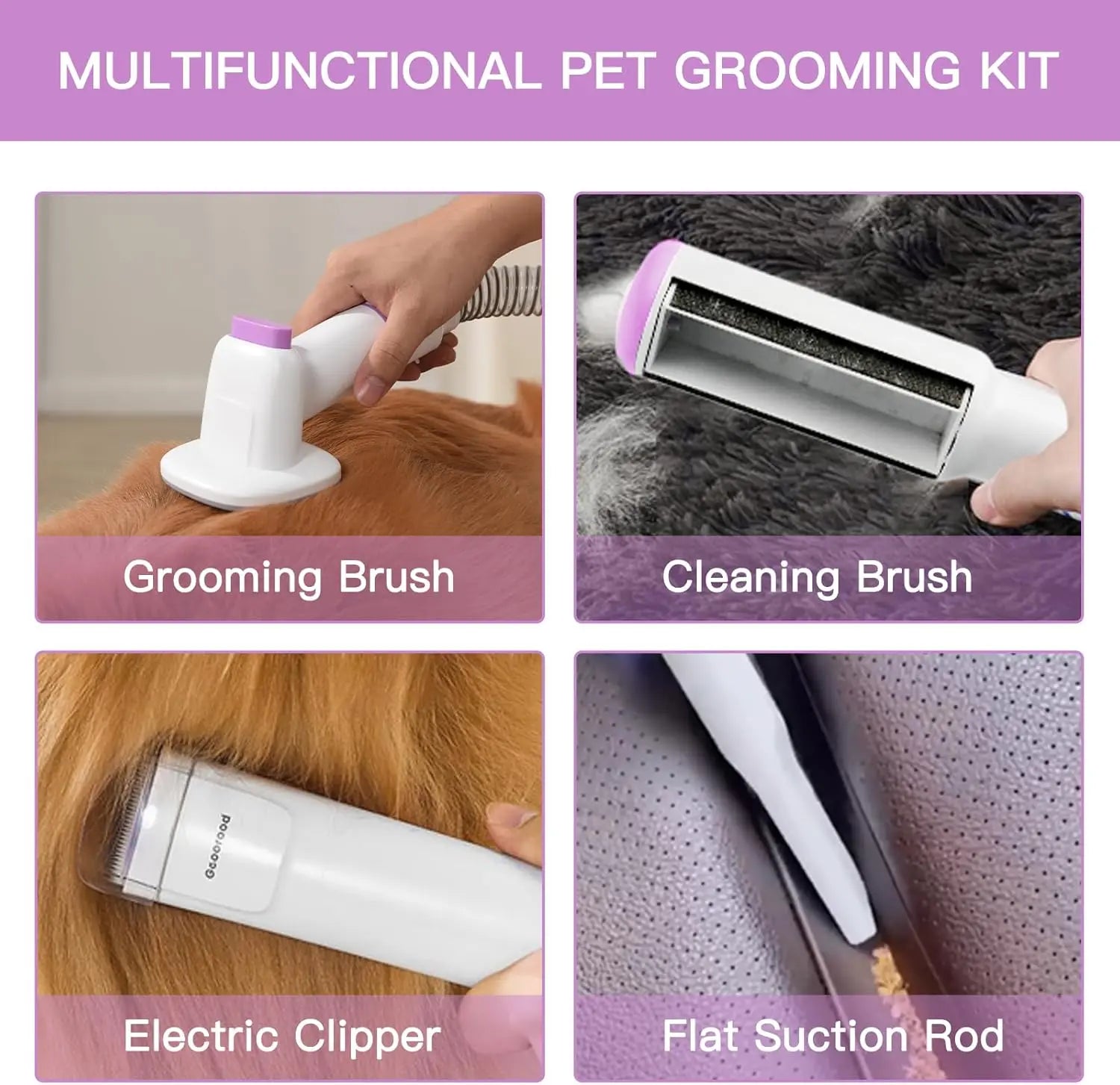 All-In-One Dog Grooming Kit with Vacuum Brush