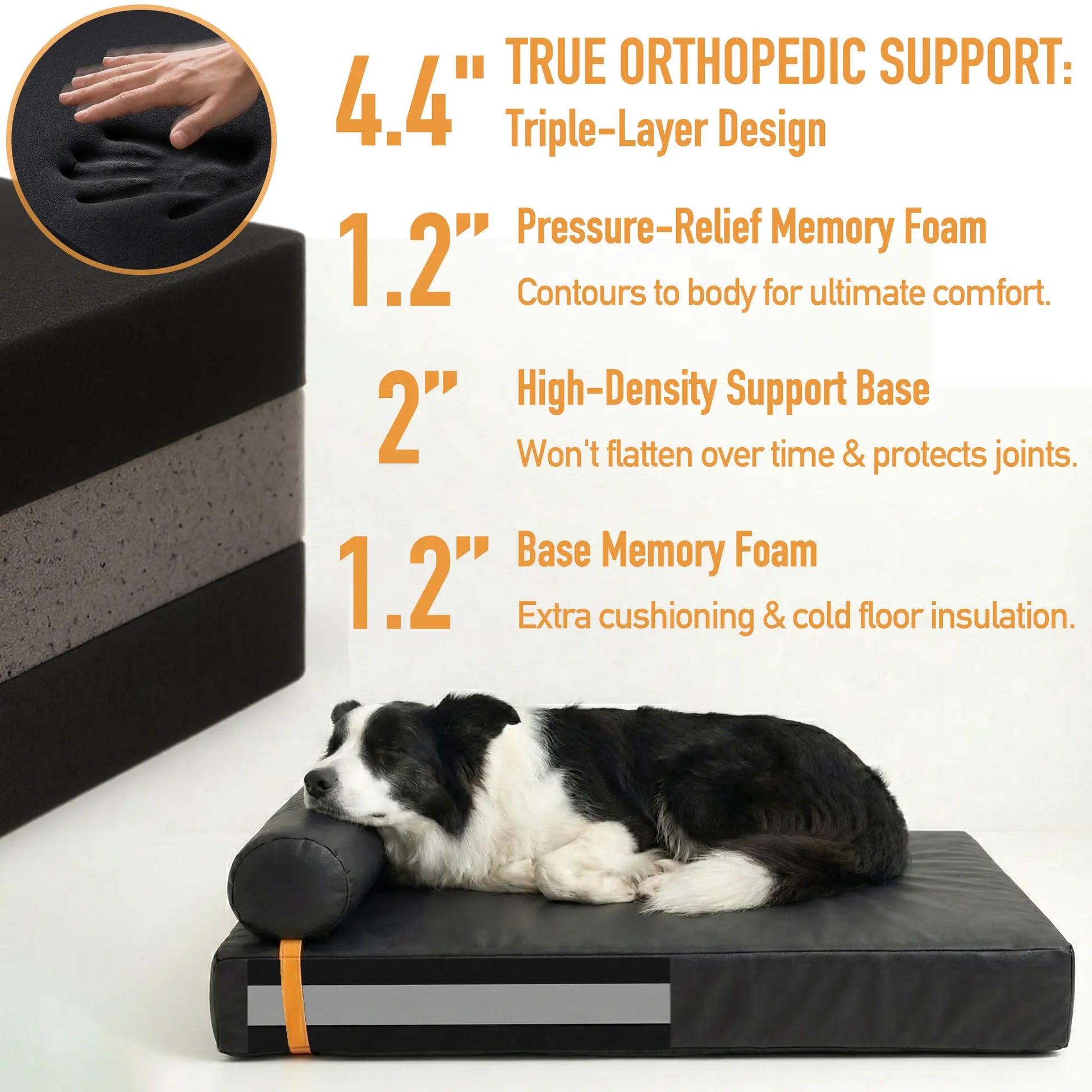 3-in-1 Orthopedic Dog Bed Bundle with Waterproof Leather, Corduroy, and Holiday Plaid Covers | Thick Memory Foam Support (36" x 24")