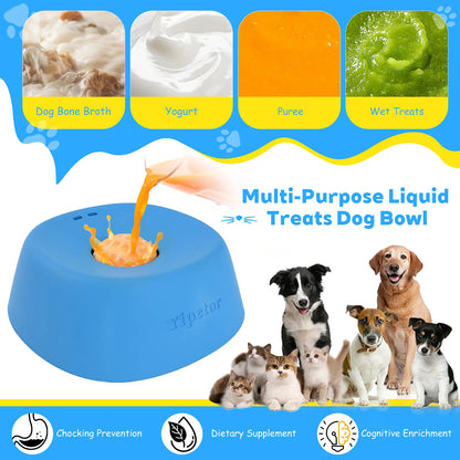 Slow Feeder Dog Bowls with Built-In Rolling Ball to Prevent Spill, Calms Anxiety